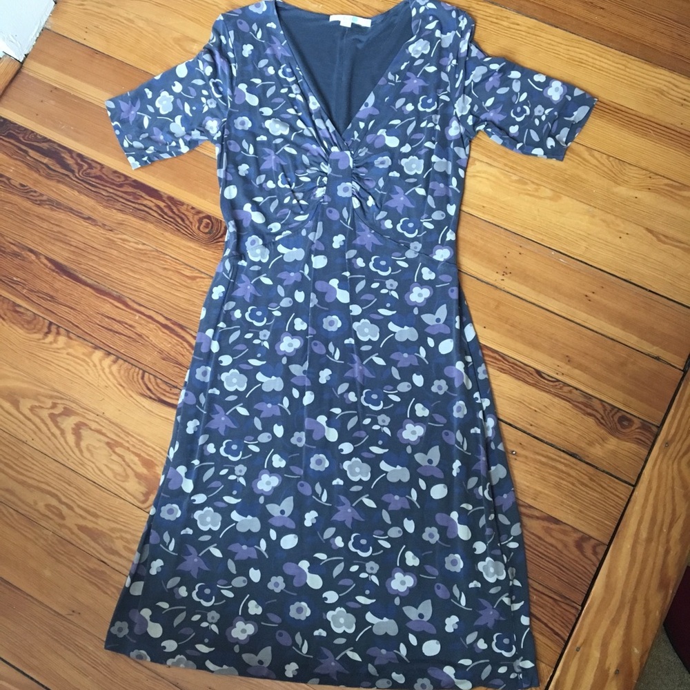 Boden grey purple print dress